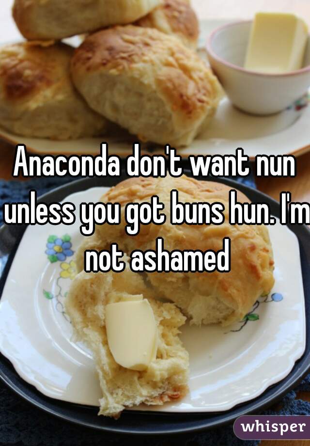 Anaconda don't want nun unless you got buns hun. I'm not ashamed