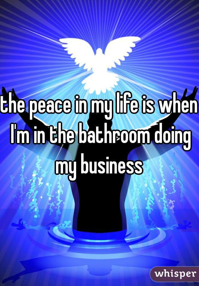 the peace in my life is when I'm in the bathroom doing my business 