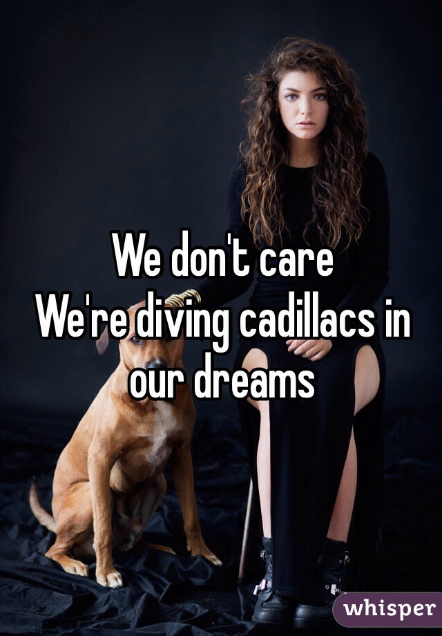 We don't care
We're diving cadillacs in our dreams