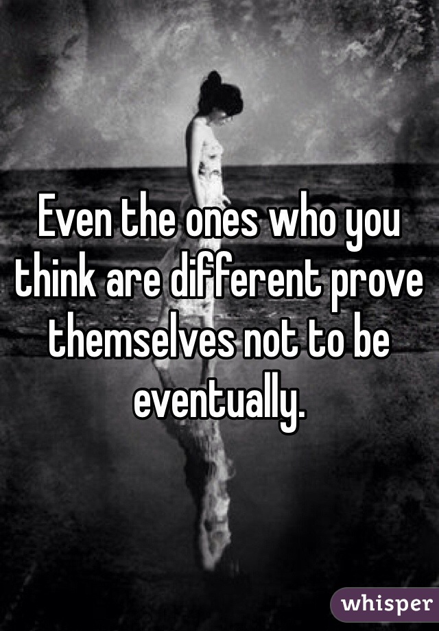 Even the ones who you think are different prove themselves not to be eventually.  