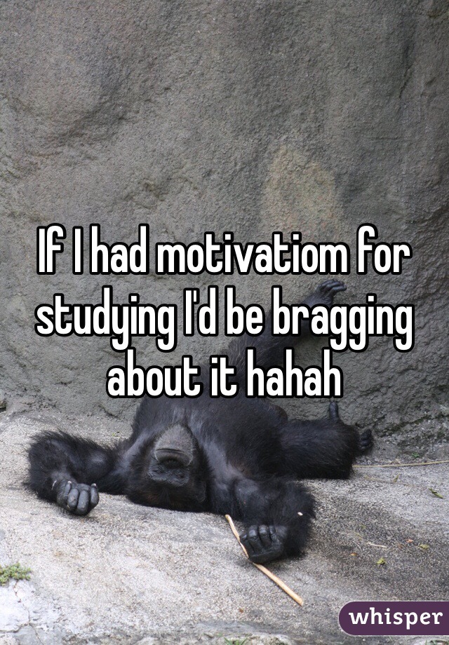 If I had motivatiom for
studying I'd be bragging
about it hahah