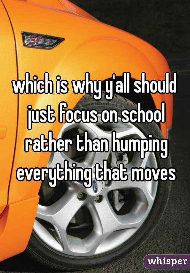 which is why y'all should just focus on school rather than humping everything that moves