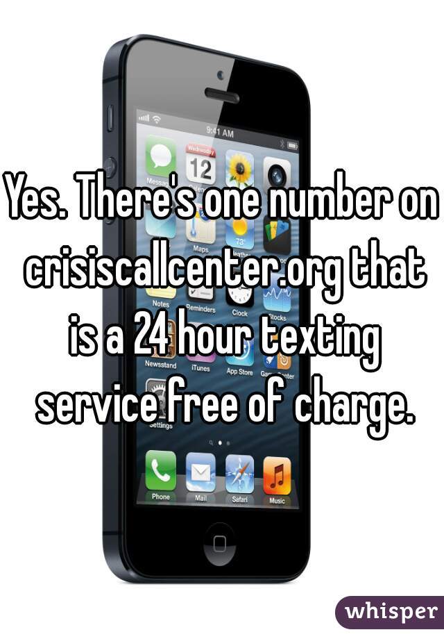 Yes. There's one number on crisiscallcenter.org that is a 24 hour texting service free of charge.