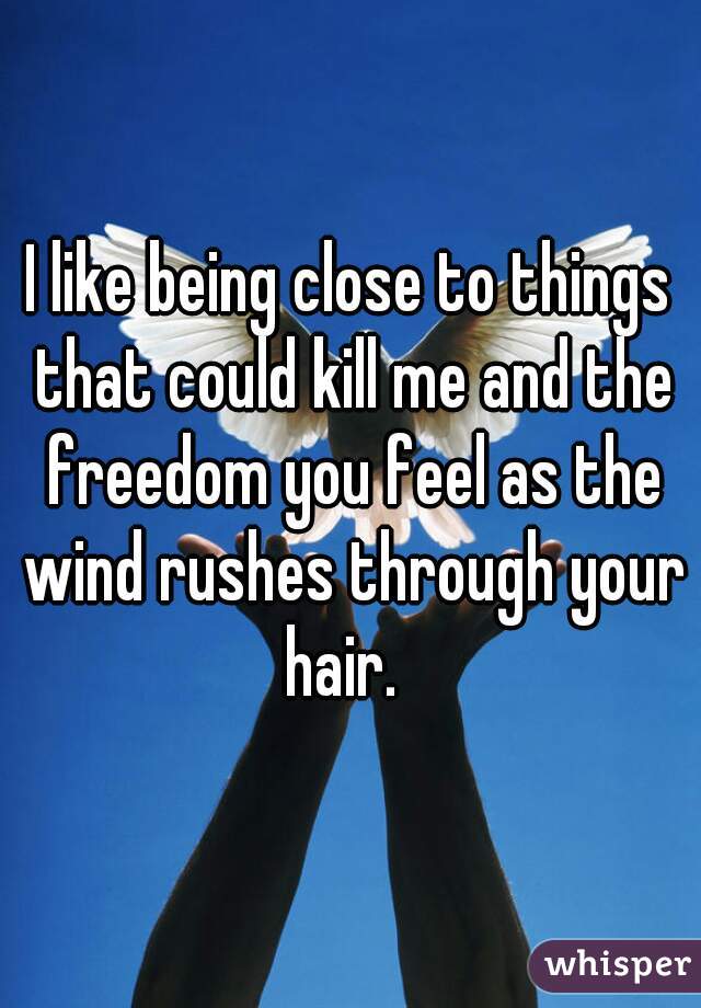 I like being close to things that could kill me and the freedom you feel as the wind rushes through your hair.  
