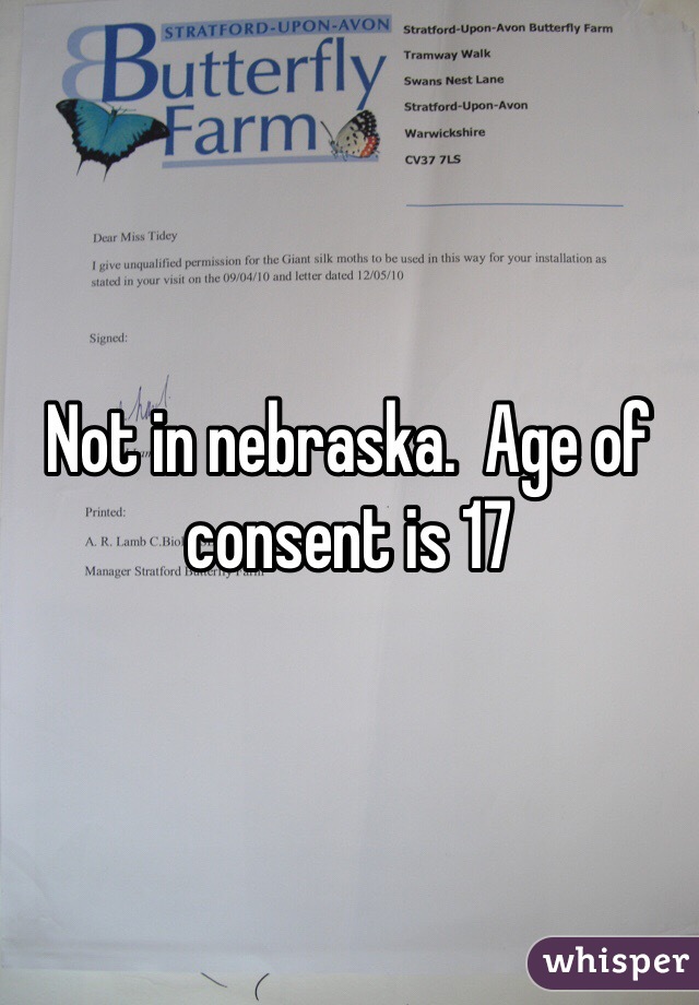 Not in nebraska.  Age of consent is 17
