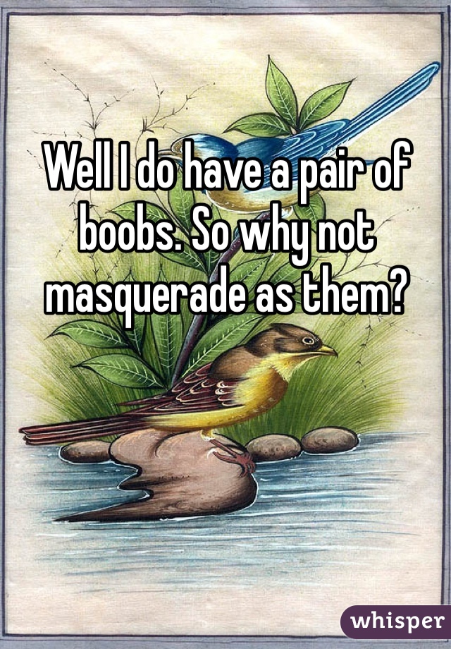 Well I do have a pair of boobs. So why not masquerade as them?