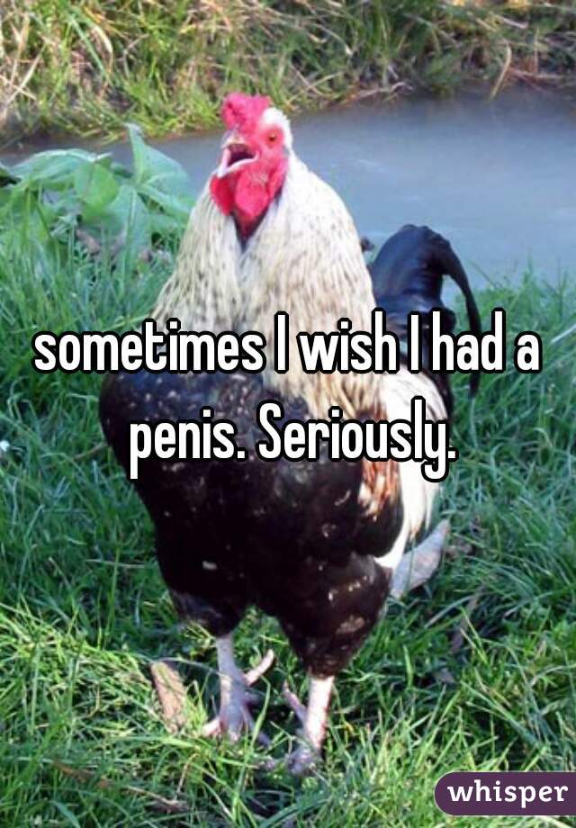 sometimes I wish I had a penis. Seriously.