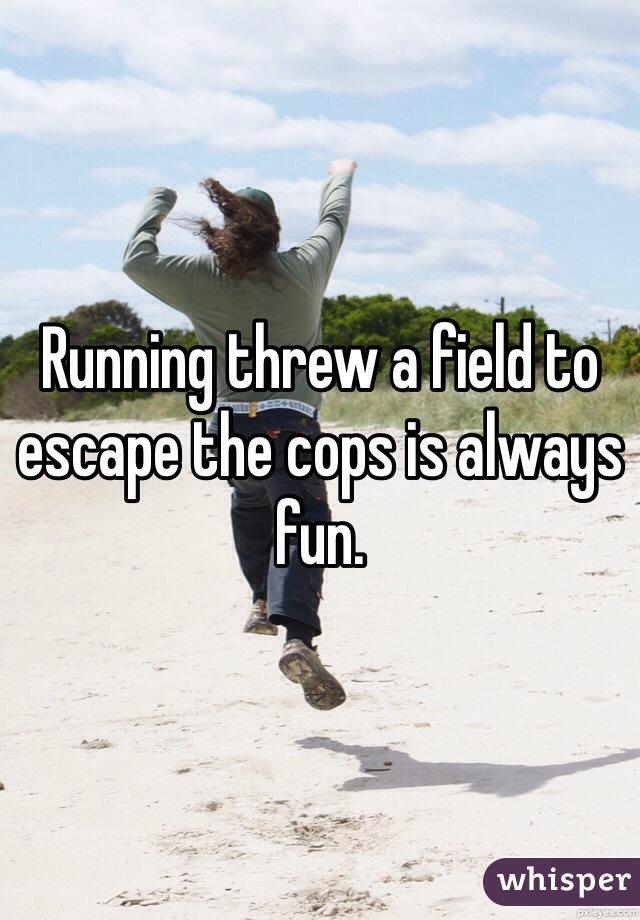 Running threw a field to escape the cops is always fun.