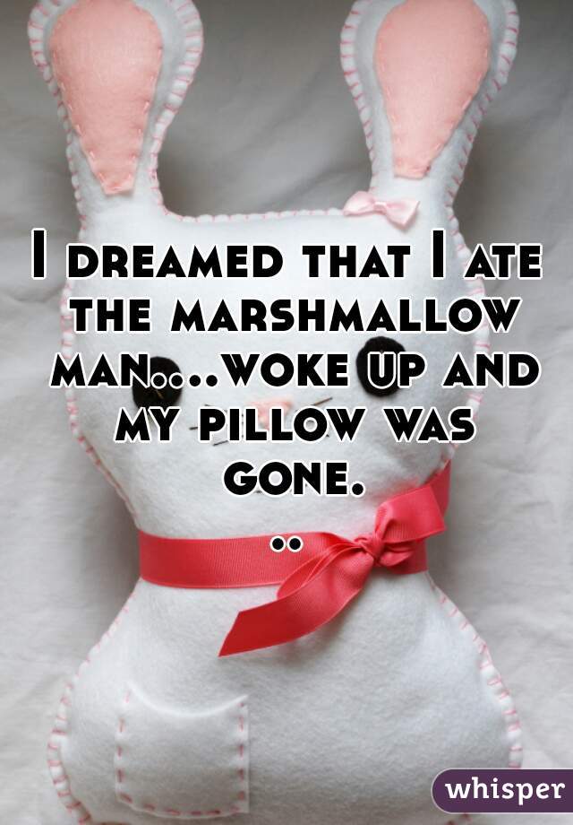 I dreamed that I ate the marshmallow man....woke up and my pillow was gone...