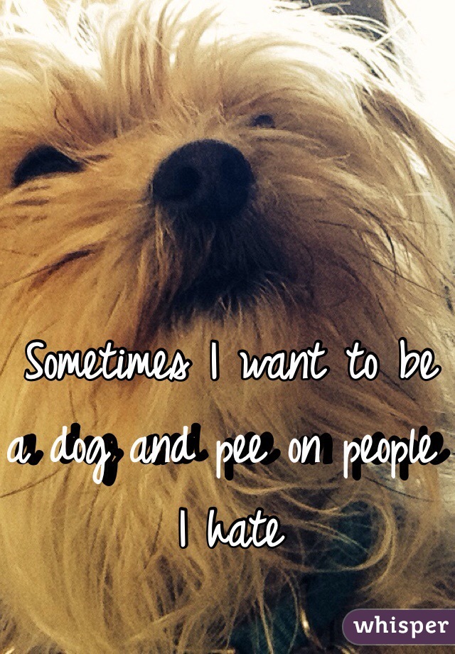 Sometimes I want to be a dog and pee on people I hate 