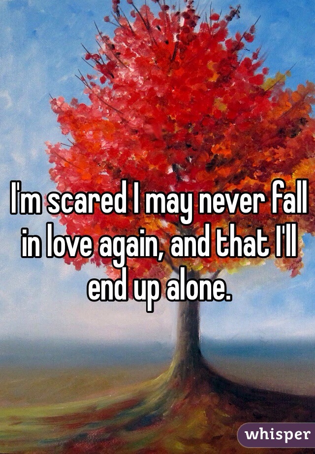 I'm scared I may never fall in love again, and that I'll end up alone. 