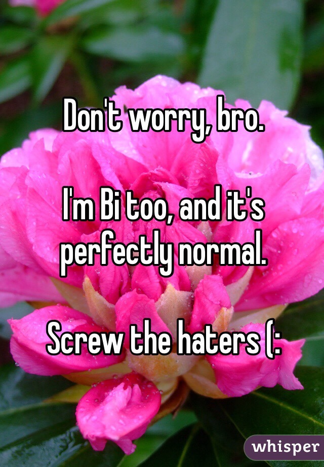 Don't worry, bro.

I'm Bi too, and it's perfectly normal. 

Screw the haters (:
