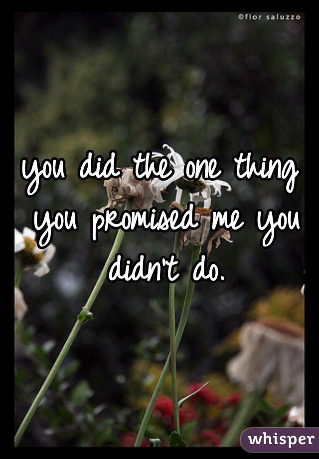 you did the one thing you promised me you didn't do.
