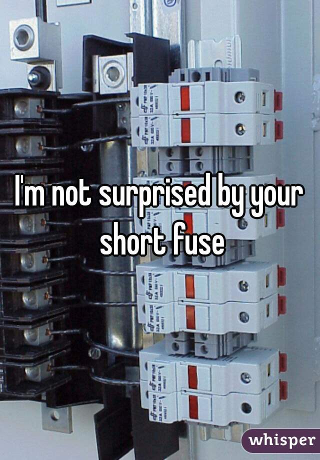 I'm not surprised by your short fuse