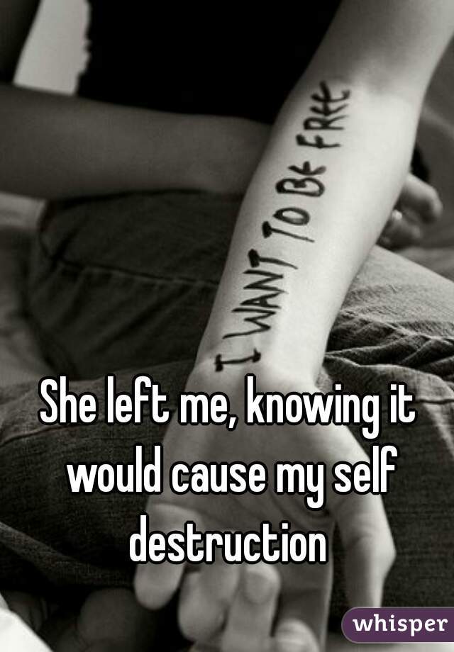 She left me, knowing it would cause my self destruction 