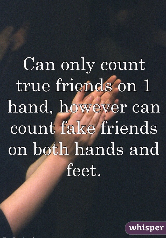 Can only count true friends on 1 hand, however can count fake friends on both hands and feet.