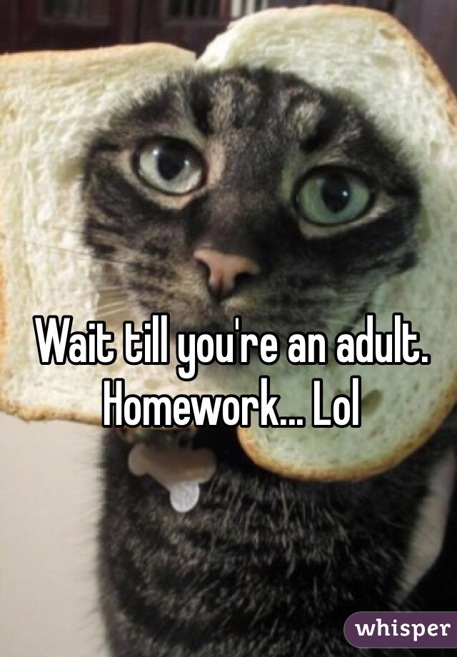 Wait till you're an adult. Homework... Lol