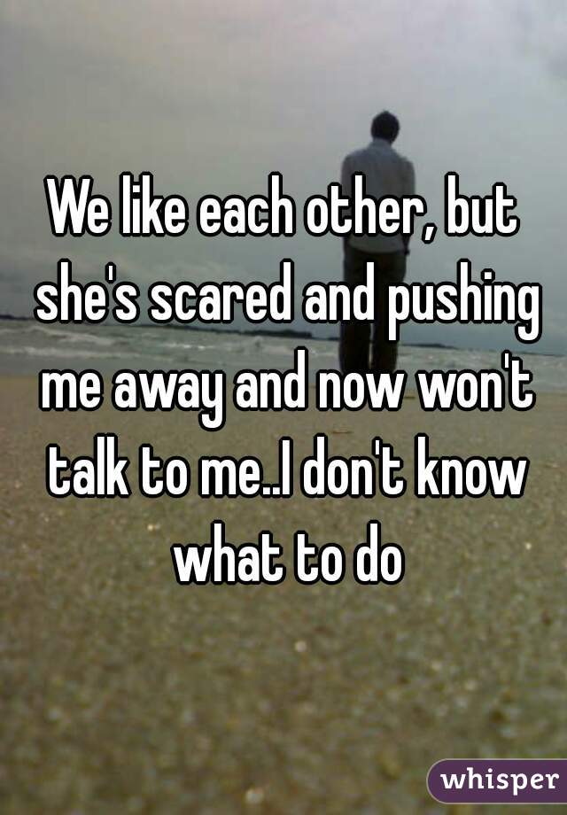 We like each other, but she's scared and pushing me away and now won't talk to me..I don't know what to do