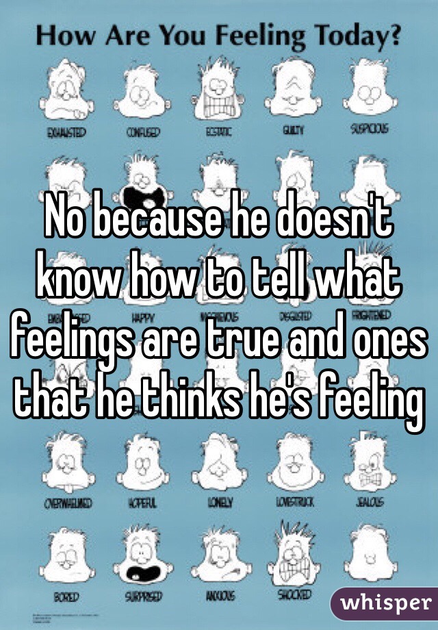 No because he doesn't know how to tell what feelings are true and ones that he thinks he's feeling