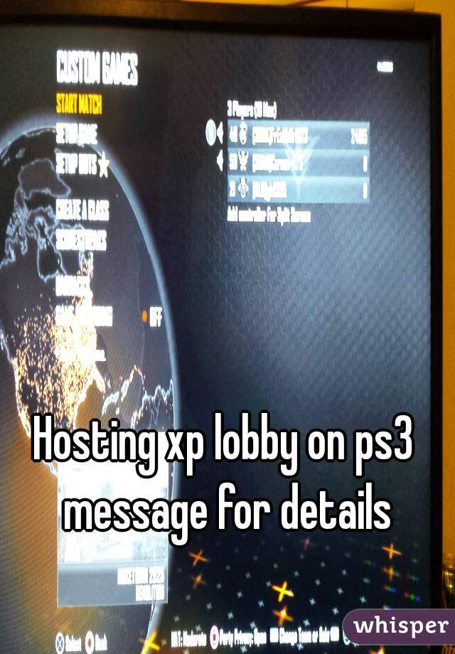 Hosting xp lobby on ps3 message for details