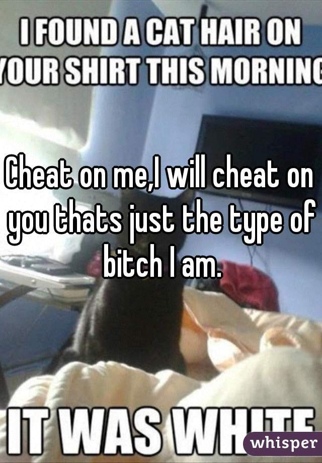 Cheat on me,I will cheat on you thats just the type of bitch I am.