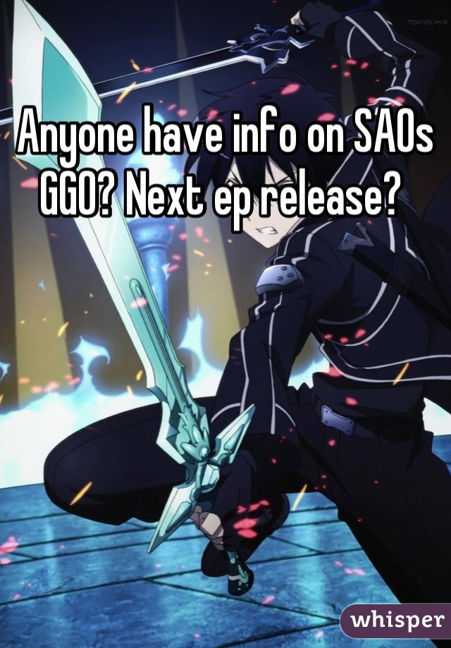 Anyone have info on SAOs GGO? Next ep release? 