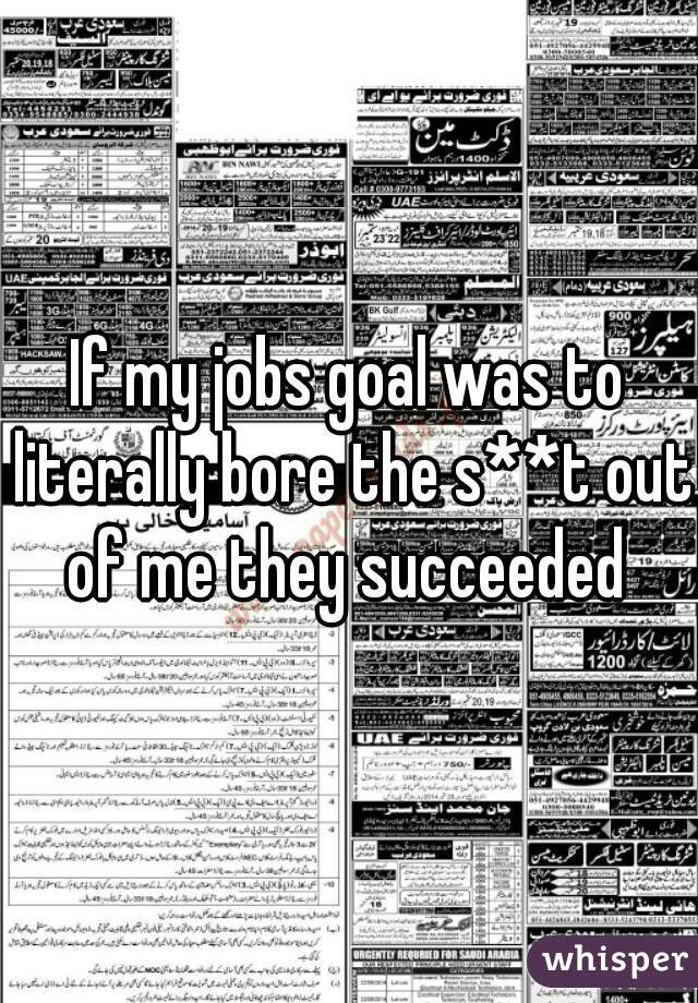 If my jobs goal was to literally bore the s**t out of me they succeeded 