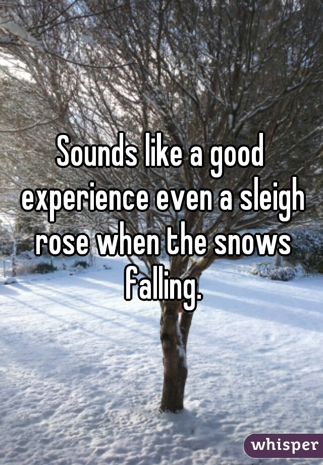 Sounds like a good experience even a sleigh rose when the snows falling.