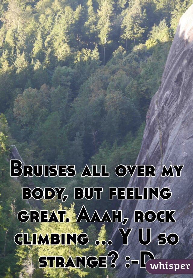 Bruises all over my body, but feeling great. Aaah, rock climbing ... Y U so strange? :-D