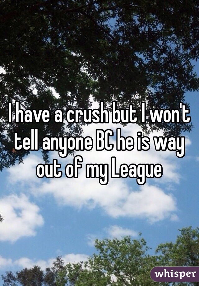 I have a crush but I won't tell anyone BC he is way out of my League