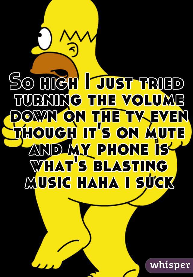 So high I just tried turning the volume down on the tv even though it's on mute and my phone is what's blasting music haha i suck