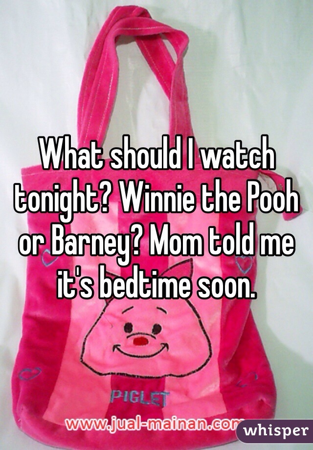 What should I watch tonight? Winnie the Pooh or Barney? Mom told me it's bedtime soon.