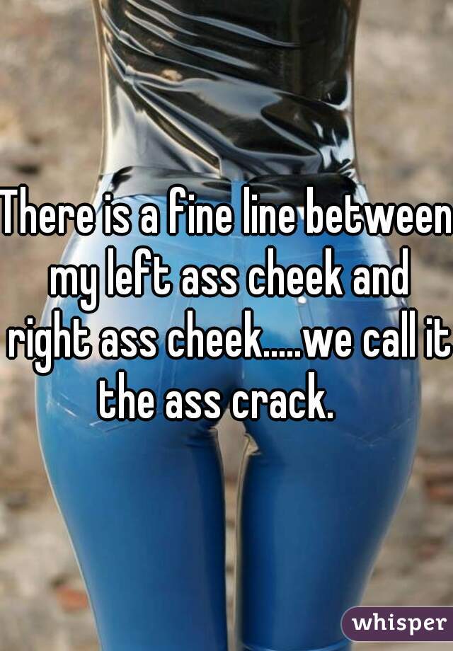 There is a fine line between my left ass cheek and right ass cheek.....we call it the ass crack.   