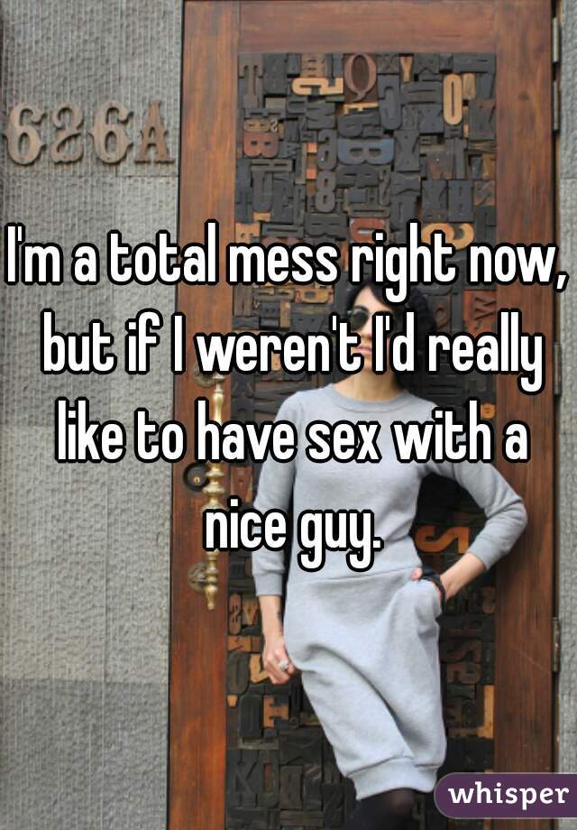 I'm a total mess right now, but if I weren't I'd really like to have sex with a nice guy.