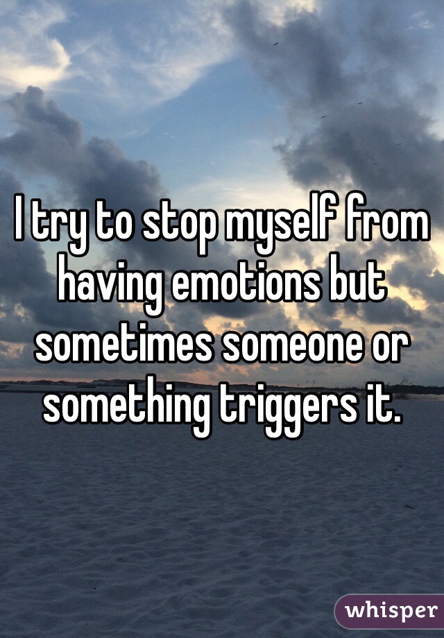 I try to stop myself from having emotions but sometimes someone or something triggers it. 