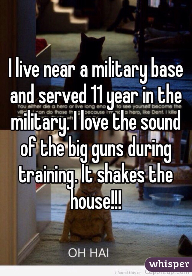 I live near a military base and served 11 year in the military. I love the sound of the big guns during training. It shakes the house!!!