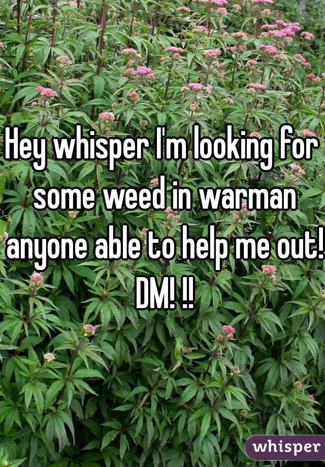 Hey whisper I'm looking for some weed in warman anyone able to help me out! DM! !!