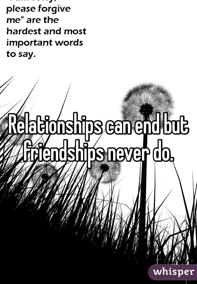 Relationships can end but friendships never do. 