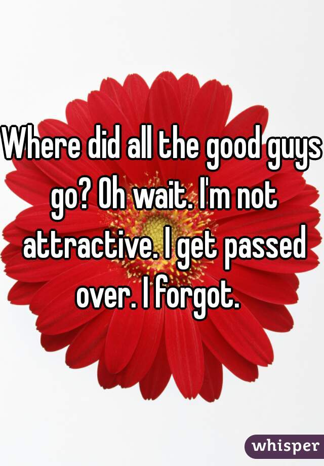 Where did all the good guys go? Oh wait. I'm not attractive. I get passed over. I forgot.  