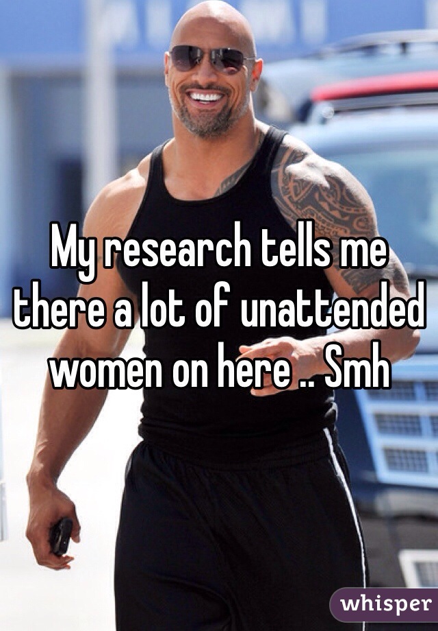 My research tells me there a lot of unattended women on here .. Smh