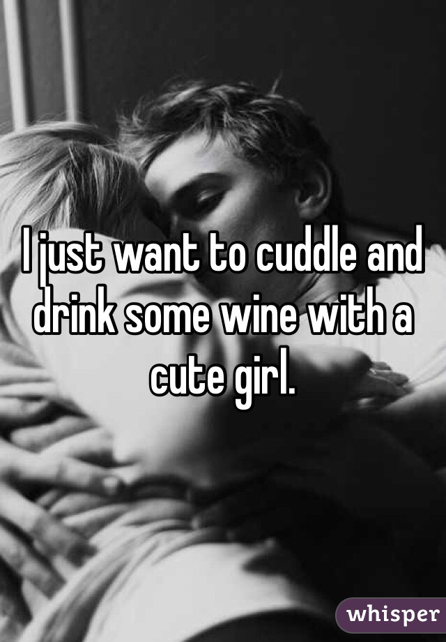 I just want to cuddle and drink some wine with a cute girl. 