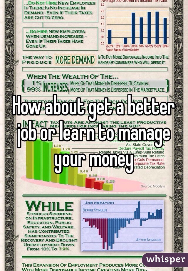 How about get a better job or learn to manage your money