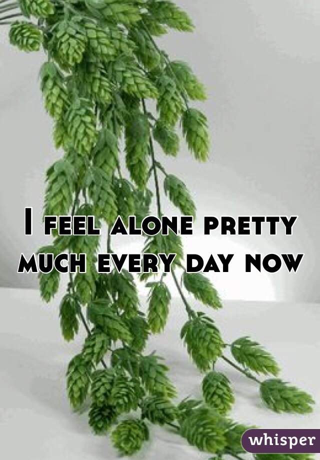 I feel alone pretty much every day now 
