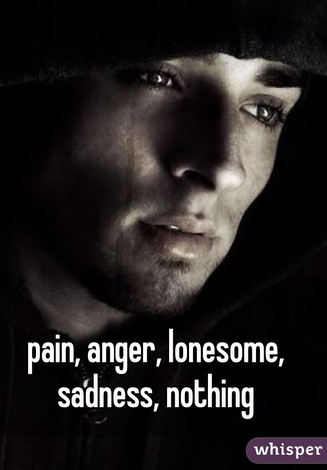 pain, anger, lonesome, sadness, nothing