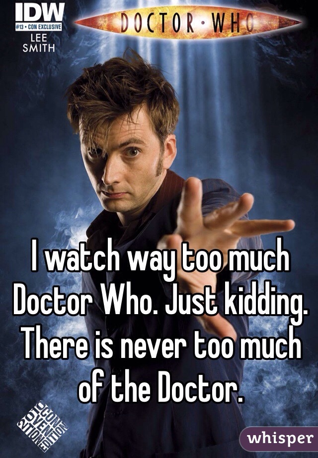 I watch way too much Doctor Who. Just kidding. There is never too much of the Doctor. 