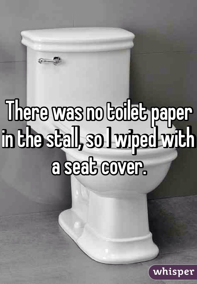 There was no toilet paper in the stall, so I wiped with a seat cover. 