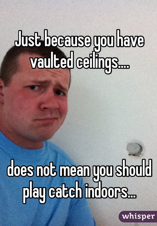 Just because you have vaulted ceilings....




does not mean you should play catch indoors... 