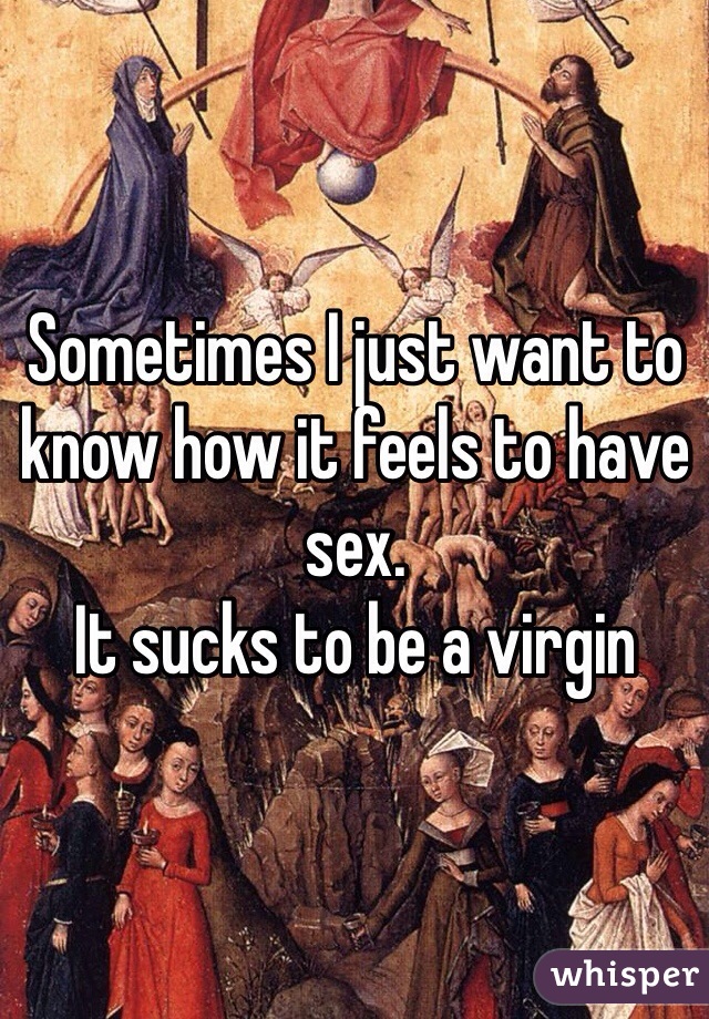 Sometimes I just want to know how it feels to have sex.
It sucks to be a virgin