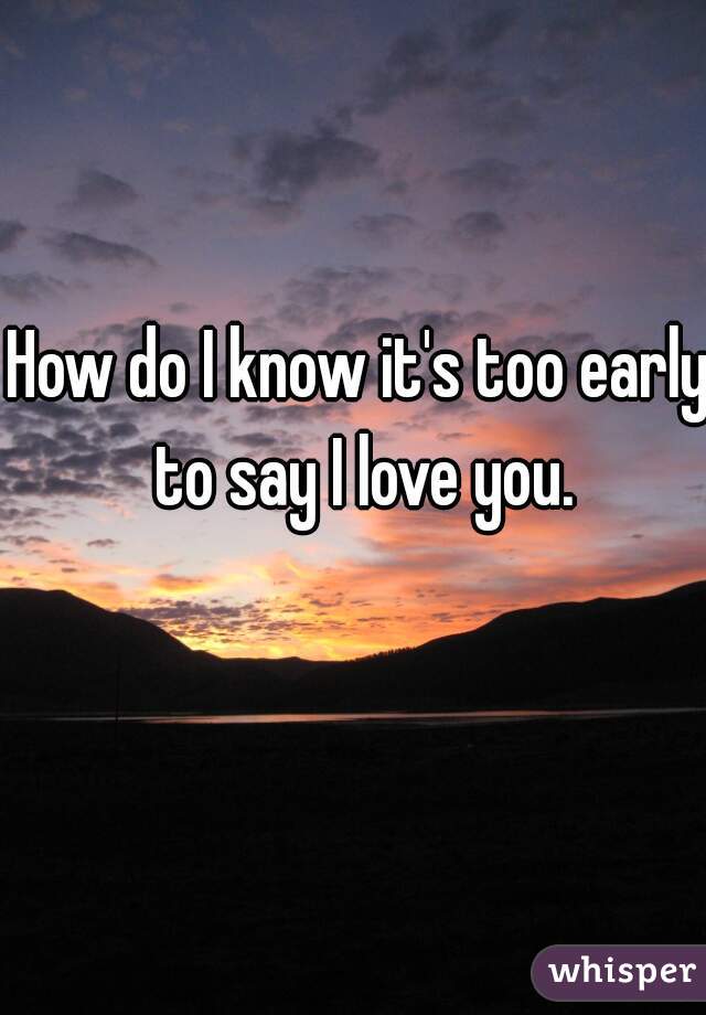 How do I know it's too early to say I love you.