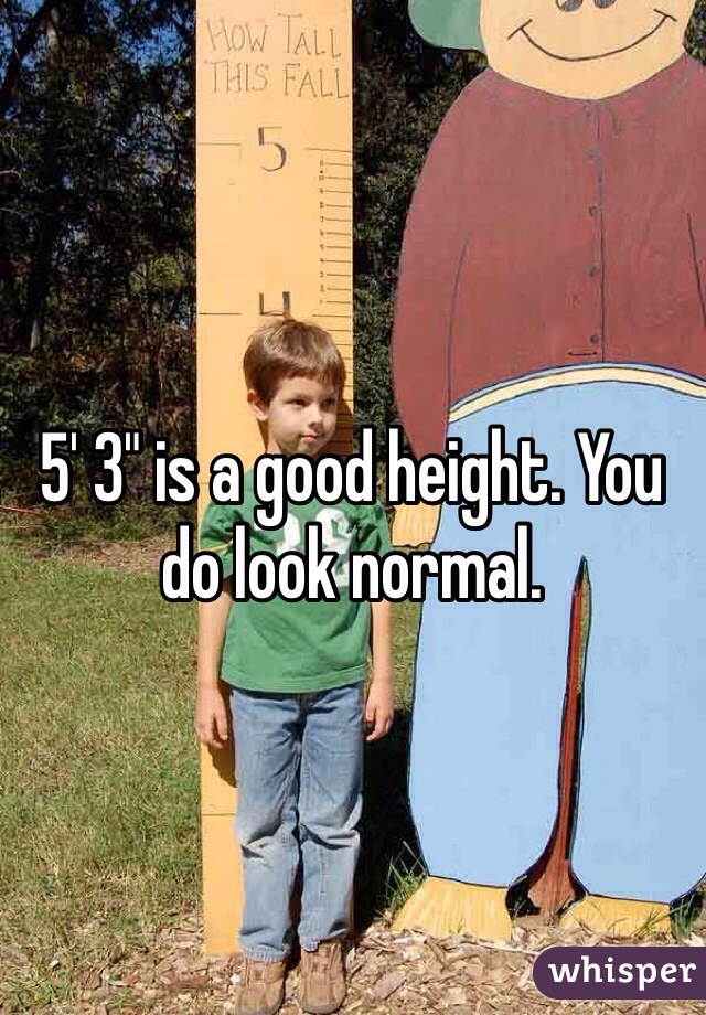5' 3" is a good height. You do look normal.